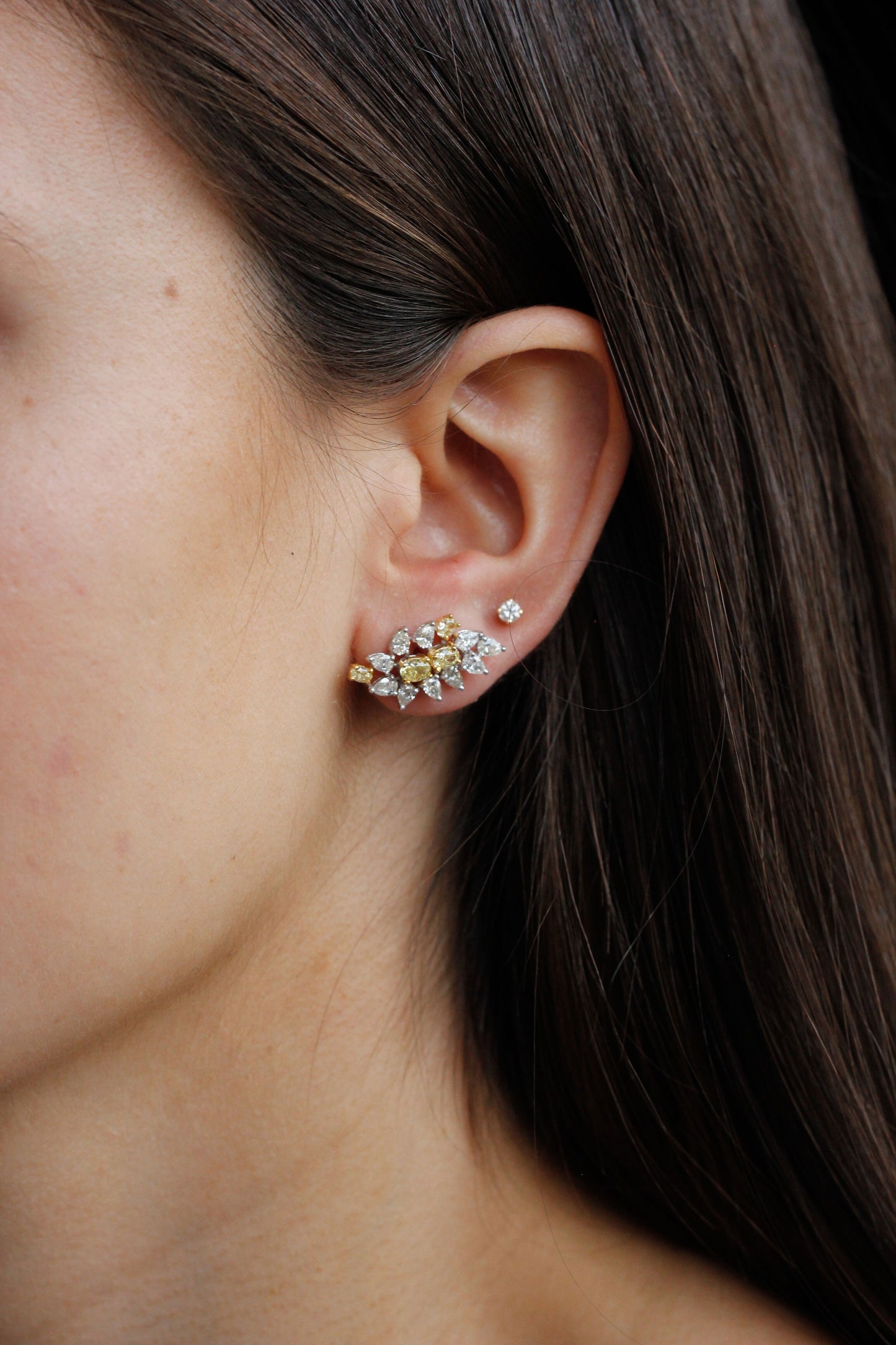 Aretes Flor Diamante Amarrillo